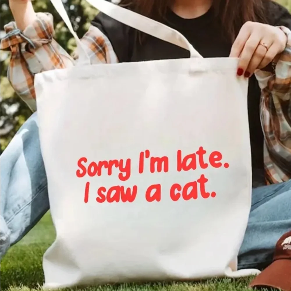 Cat Quote Canvas Tote Bag